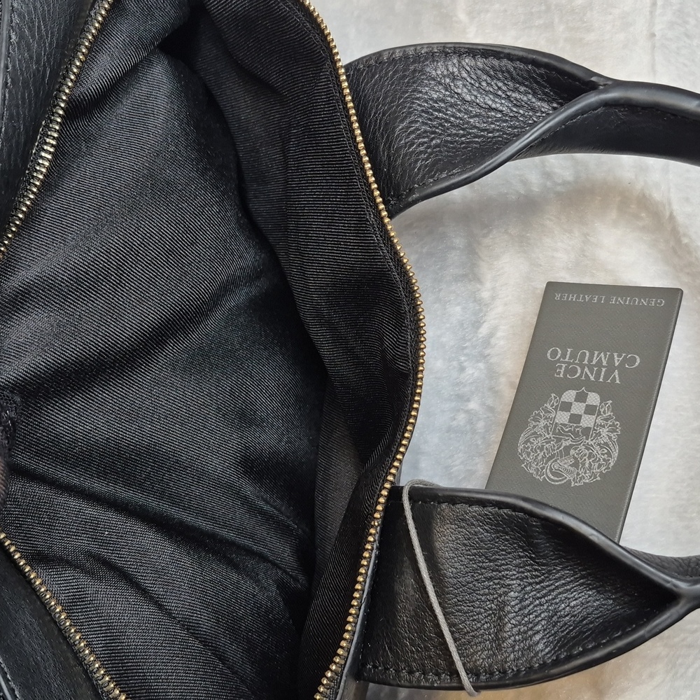 Vince Camuto Black Leather Handbag with Gold Accents - Picture 15 of 17